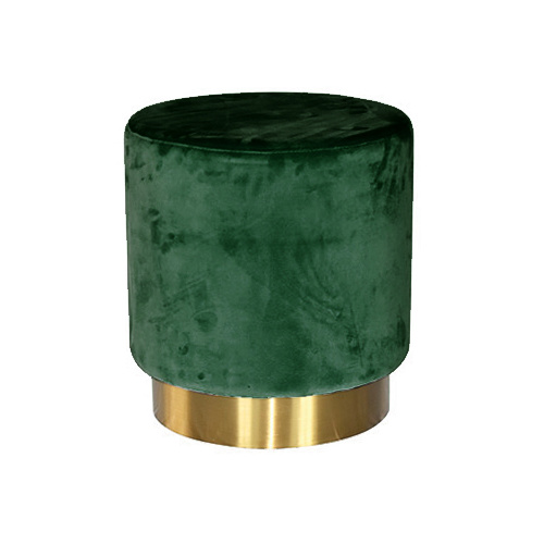 Mia Round Velvet Ottoman - Emerald Green CC-42
