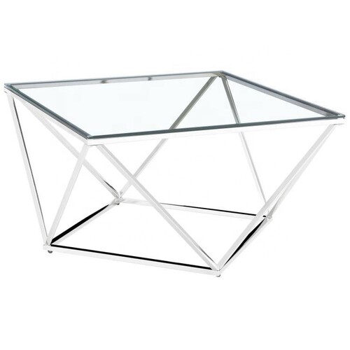Geometric Jasmine Glass & Silver Side Table